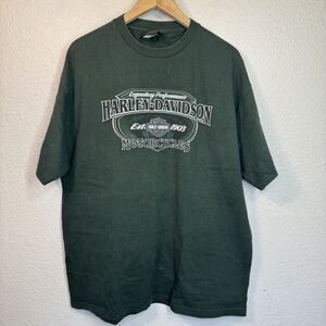 Harley Davidson T Shirt XL Men Green Crewneck Honolulu Hawaii Motorcycle Biker